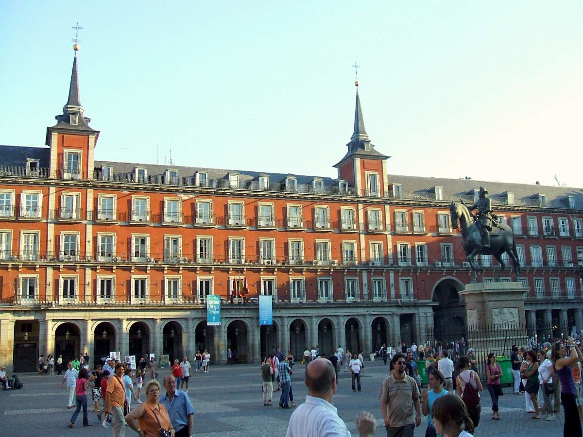 Plaza Mayor in the historic center of Madrid, Spain